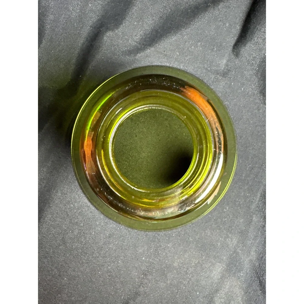 Olive Green Glass Candle Shade Hand Painted Fall Autumn Leaves Jar Topper‎ 6.5in